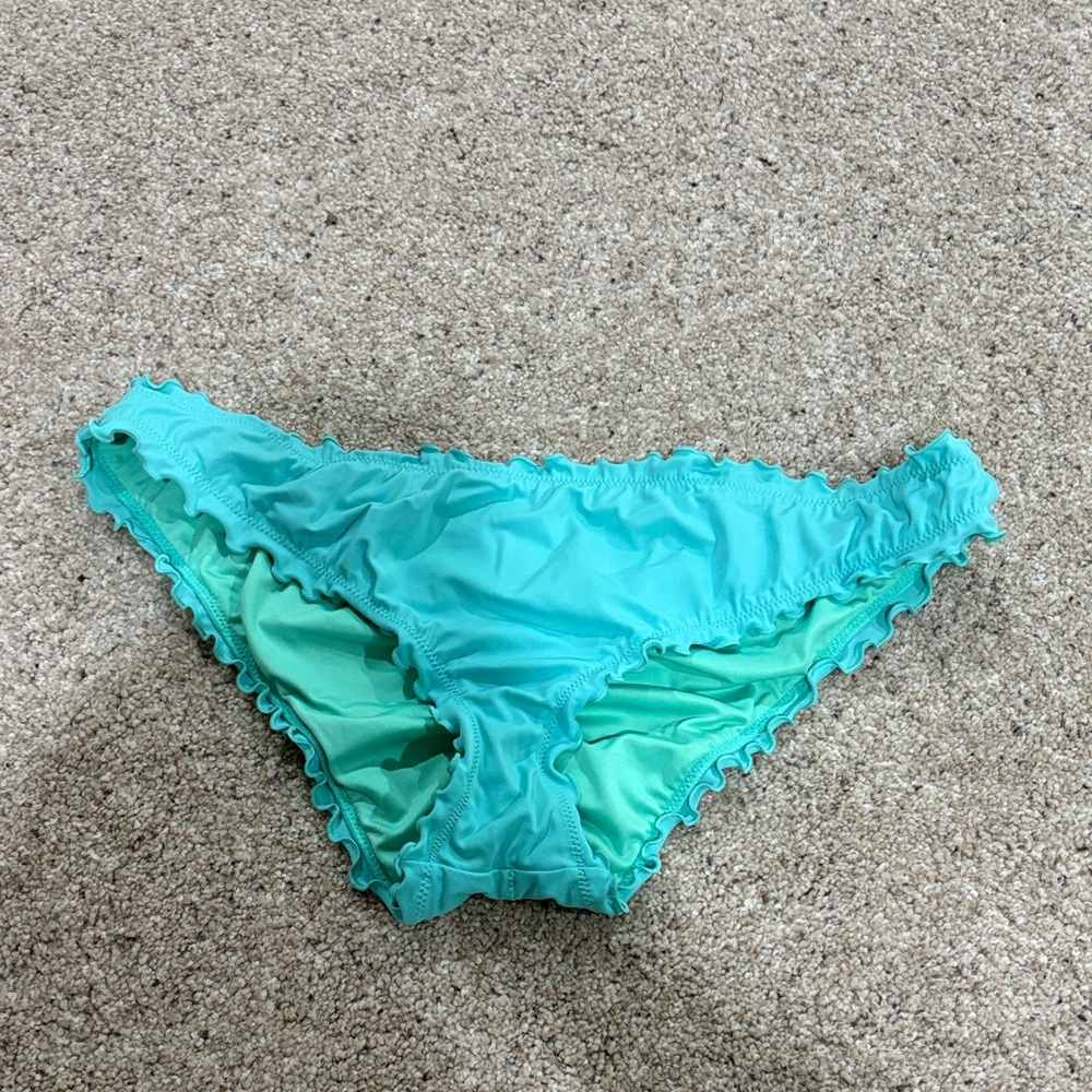 Shade & Shore Aqua Ruffled Bikini Bottoms